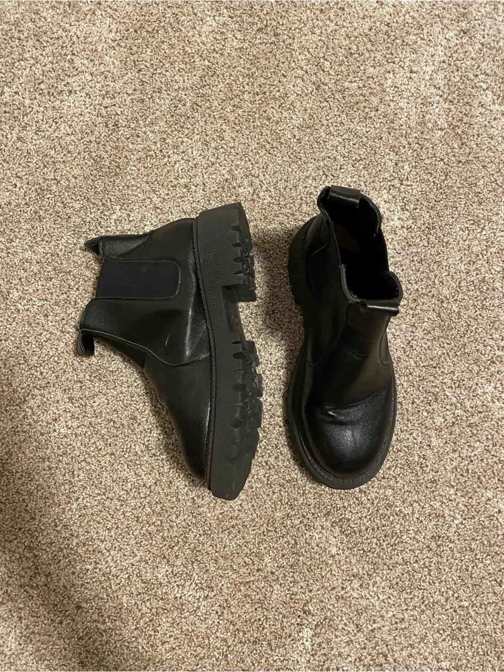 Black Chelsea Lug Sole Ankle Boots